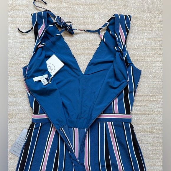 1901 Jumpsuit Romper Size XS Blue Pink Striped Casual Church Workwear Party Fall - Picture 6 of 13